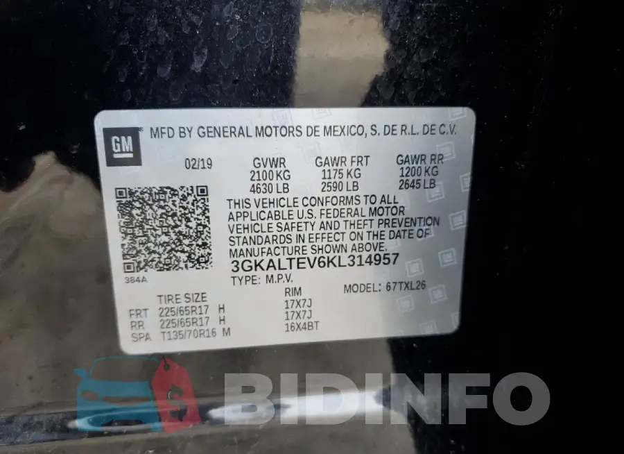 3GKALTEV6KL314957 Photo# 12