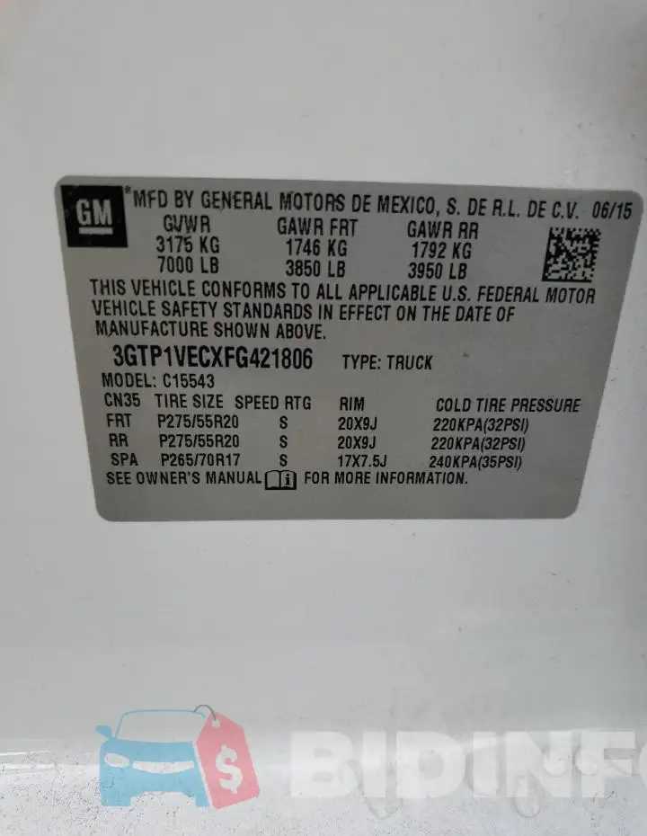 3GTP1VECXFG421806 Photo# 13