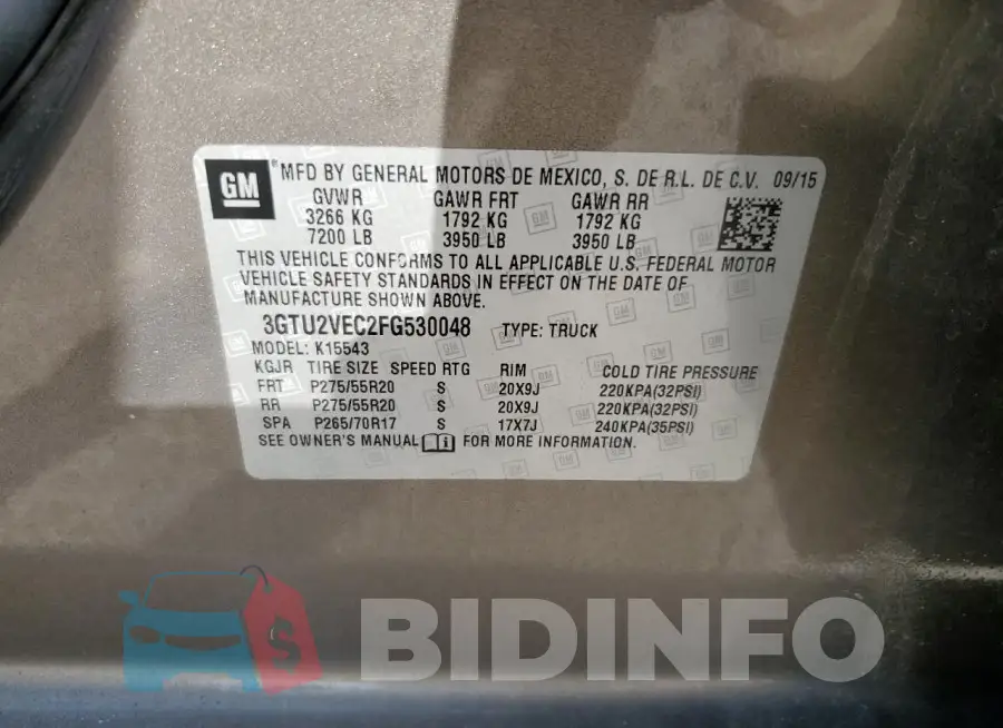 3GTU2VEC2FG530048 Photo# 12