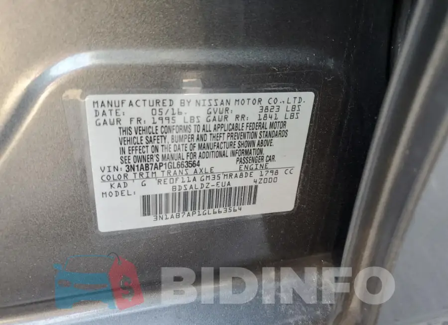 3N1AB7AP1GL663564 Photo# 12