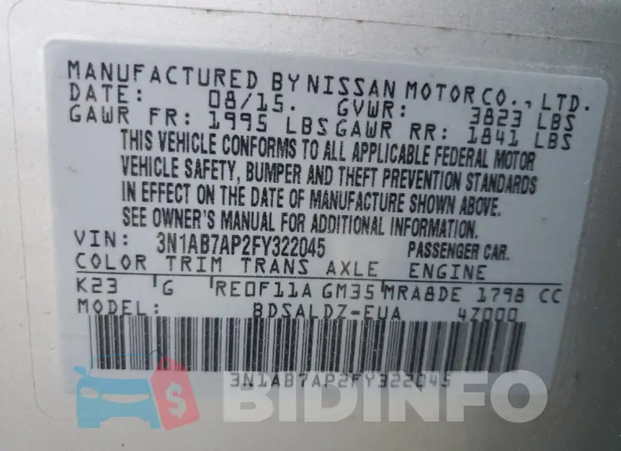 3N1AB7AP2FY322045 Photo# 12