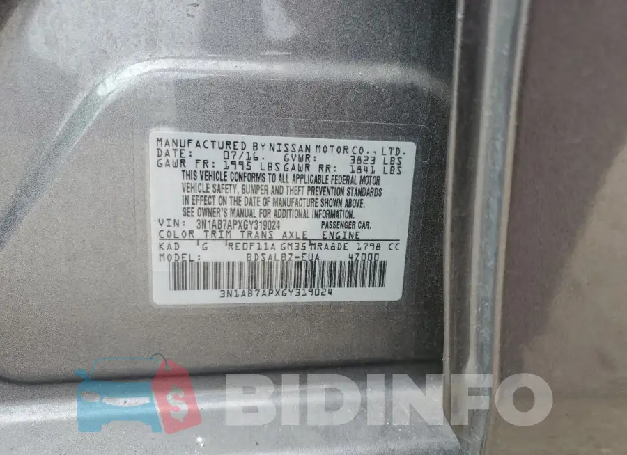 3N1AB7APXGY319024 Photo# 13