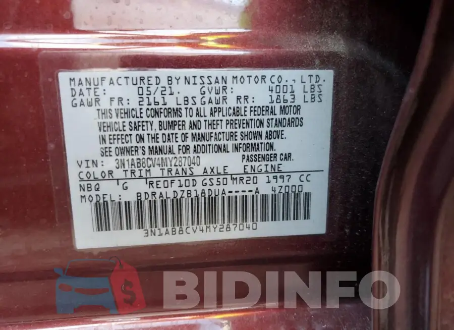 3N1AB8CV4MY287040 Photo# 13
