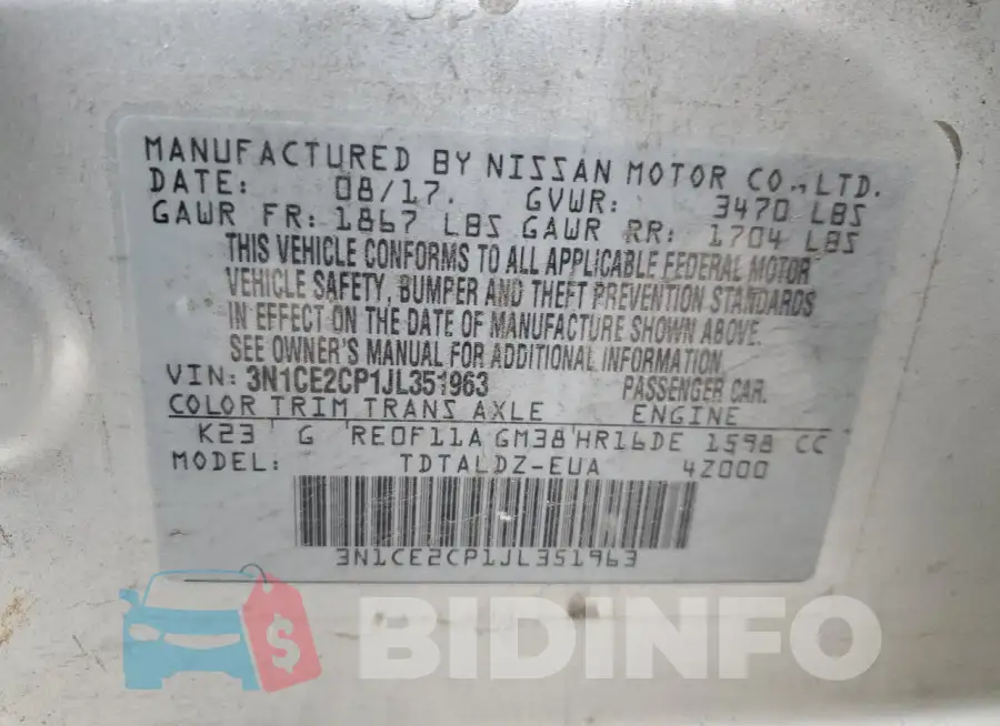 3N1CE2CP1JL351963 Photo# 12