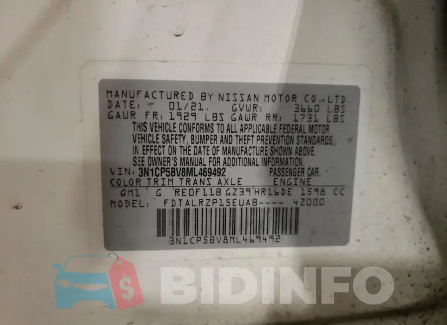 3N1CP5BV8ML469492 Photo# 12