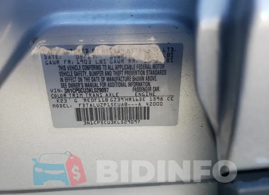 3N1CP5CU3KL529097 Photo# 12