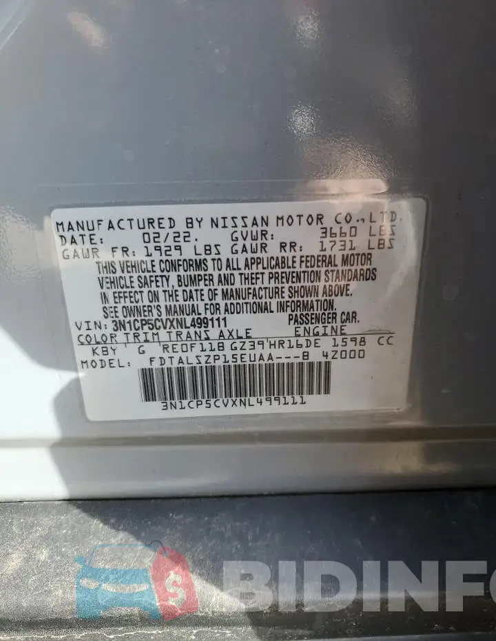 3N1CP5CVXNL499111 Photo# 12