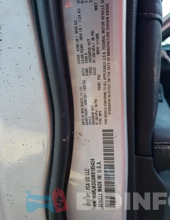 1C4RJKDG0M8185424 Photo# 12