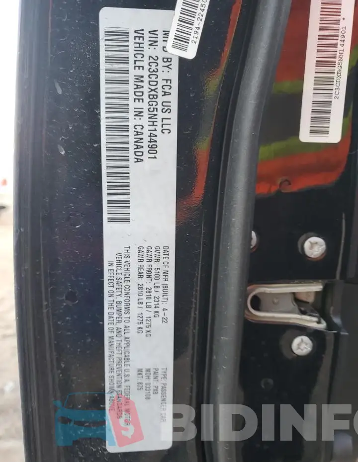 2C3CDXBG5NH144901 Photo# 12