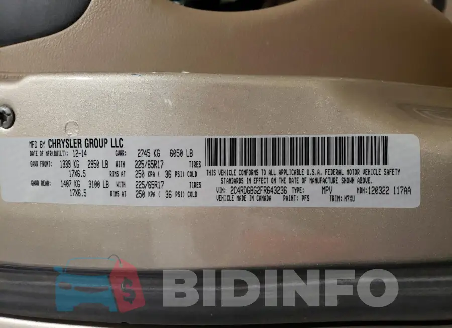 2C4RDGBG2FR643236 Photo# 13