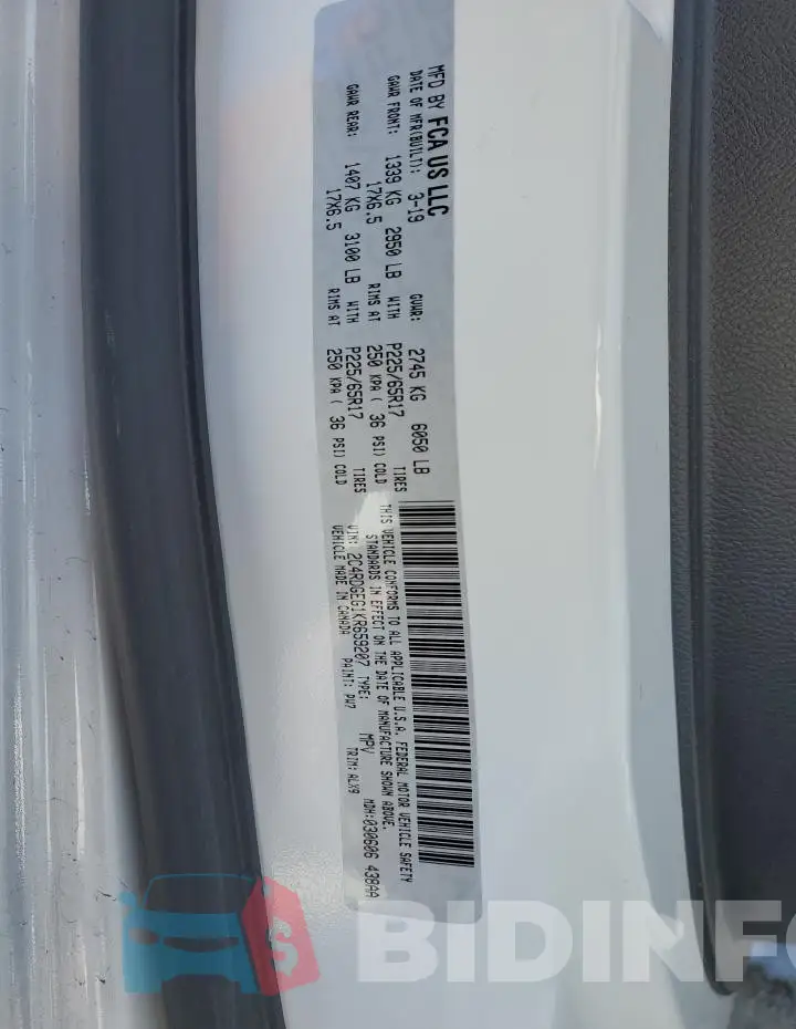 2C4RDGEG1KR659207 Photo# 13