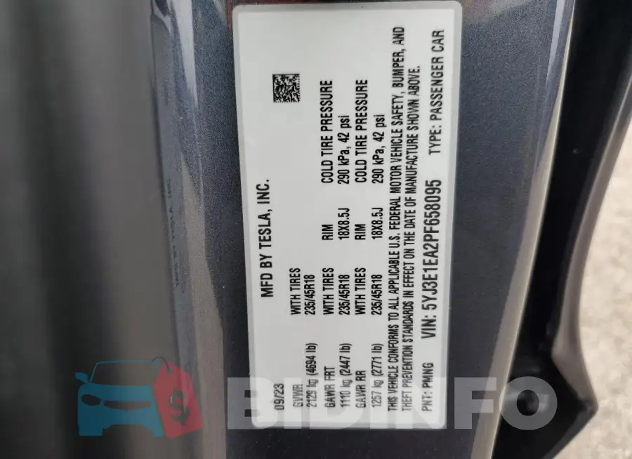 5YJ3E1EA2PF658095 Photo# 12
