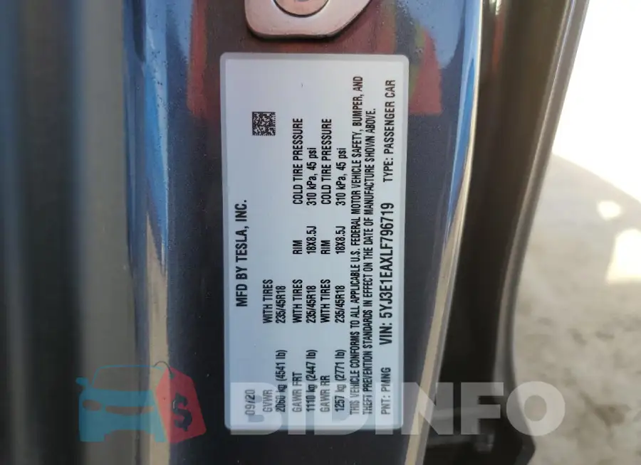 5YJ3E1EAXLF796719 Photo# 13