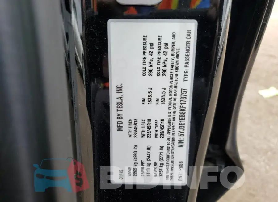 5YJ3E1EB8KF178757 Photo# 12