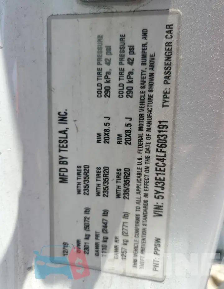 5YJ3E1EC4LF603191 Photo# 12