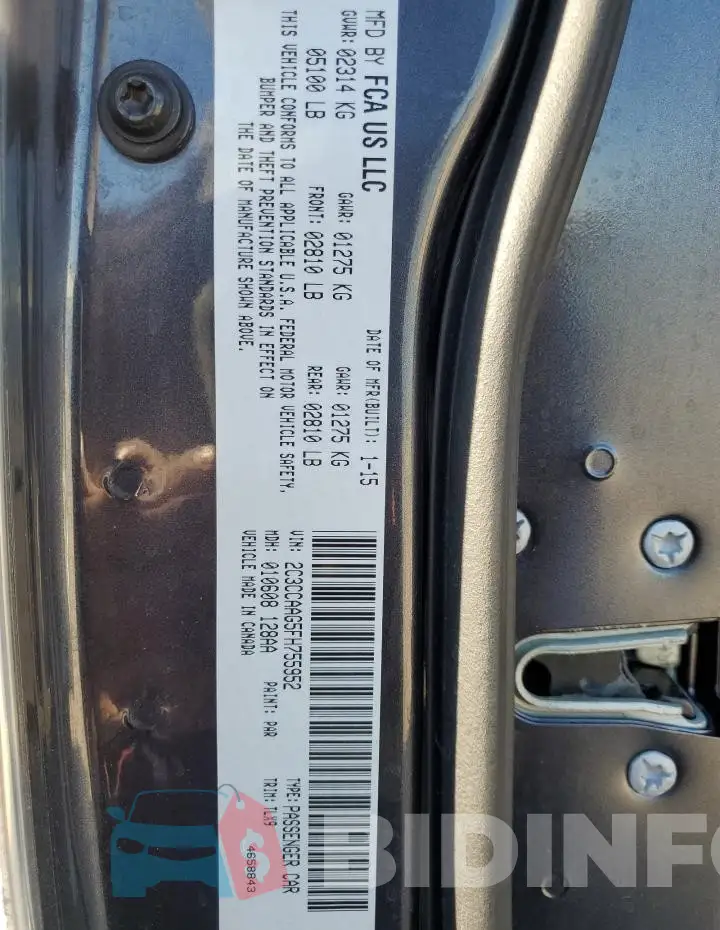 2C3CCAAG5FH755952 Photo# 12