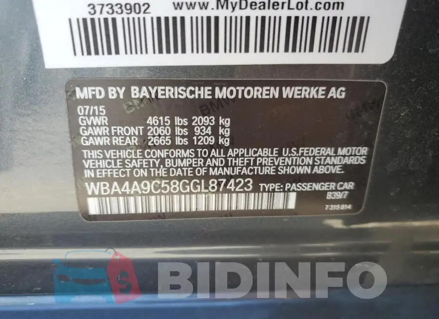 WBA4A9C58GGL87423 Photo# 12