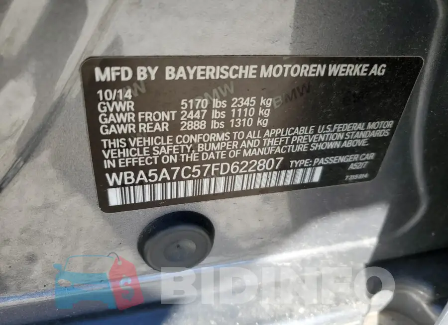 WBA5A7C57FD622807 Photo# 12