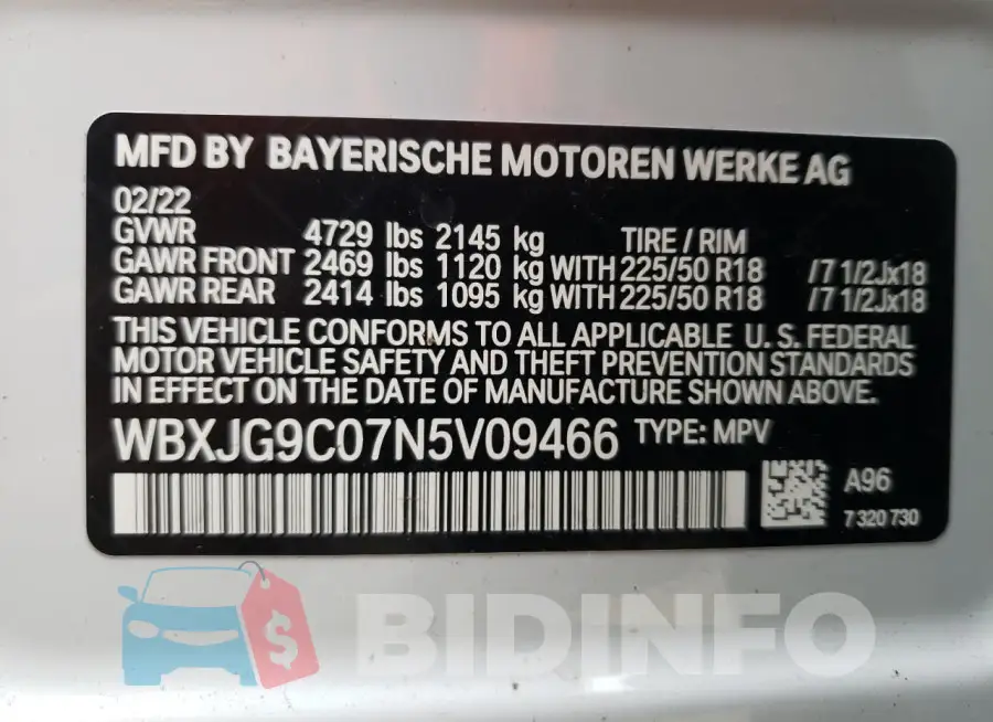 WBXJG9C07N5V09466 Photo# 13