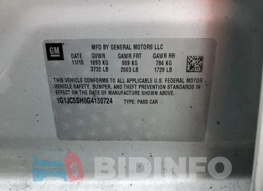 1G1JC5SH0G4130724 Photo# 12