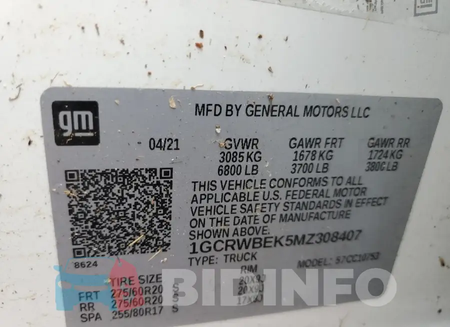 1GCRWBEK5MZ308407 Photo# 12
