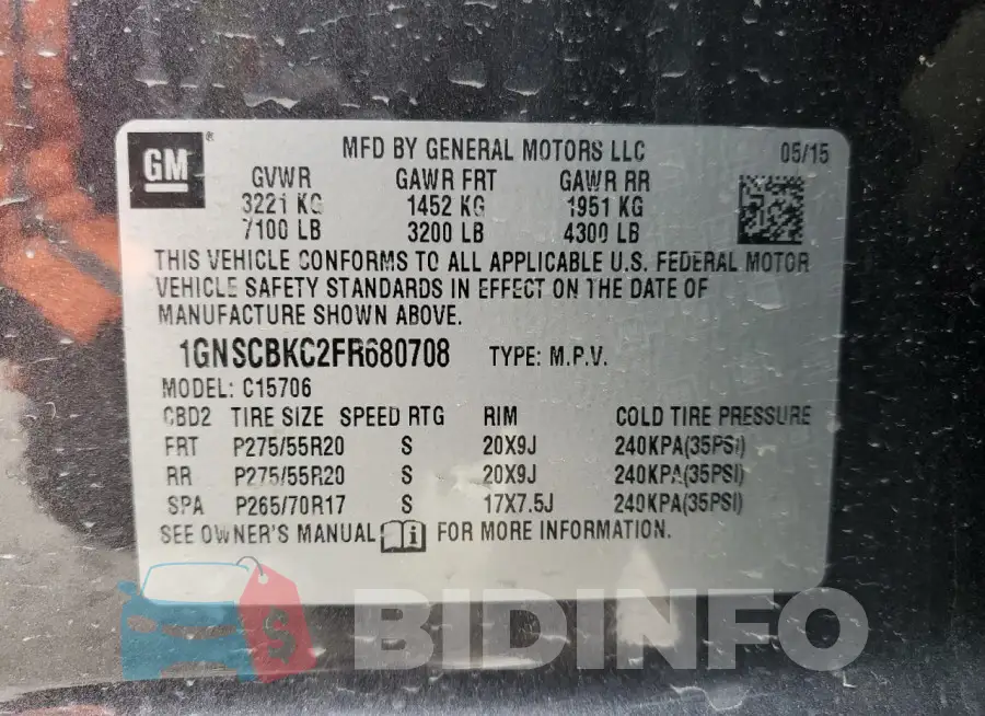 1GNSCBKC2FR680708 Photo# 14
