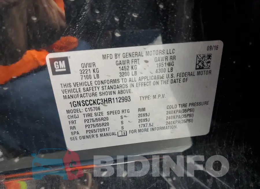 1GNSCCKC3HR112993 Photo# 12