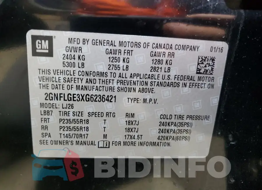 2GNFLGE3XG6236421 Photo# 13