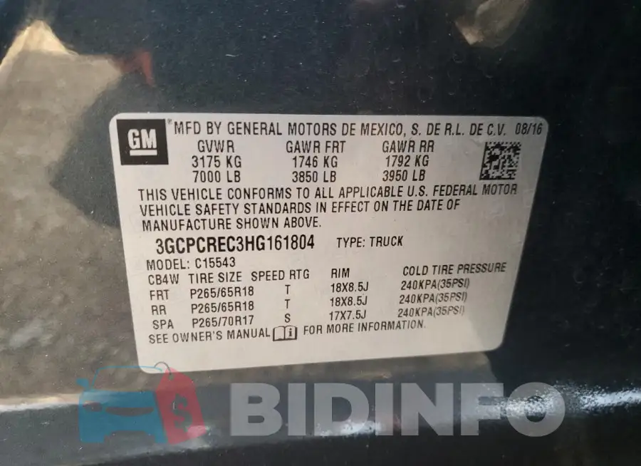 3GCPCREC3HG161804 Photo# 13