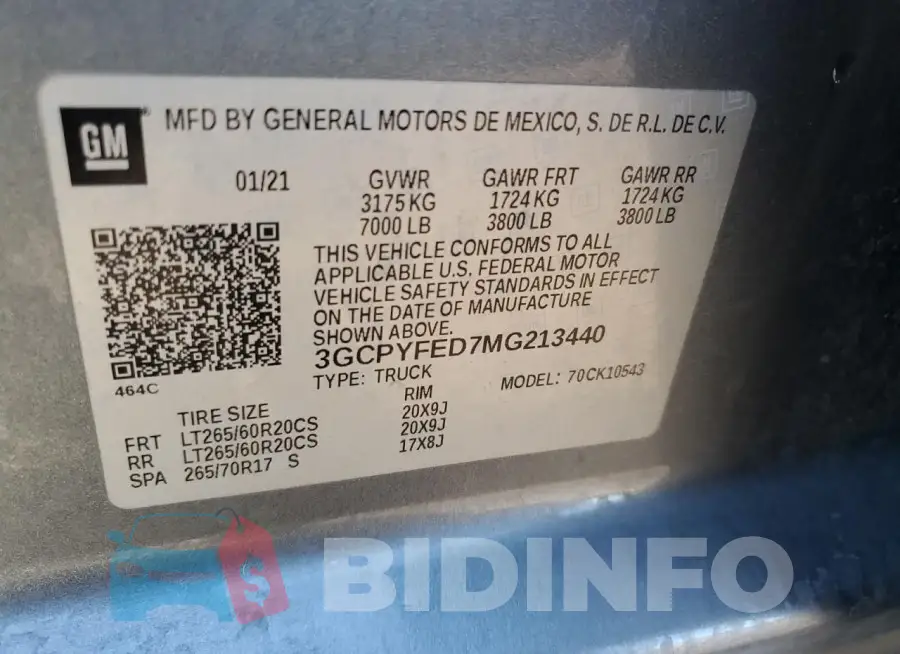3GCPYFED7MG213440 Photo# 12