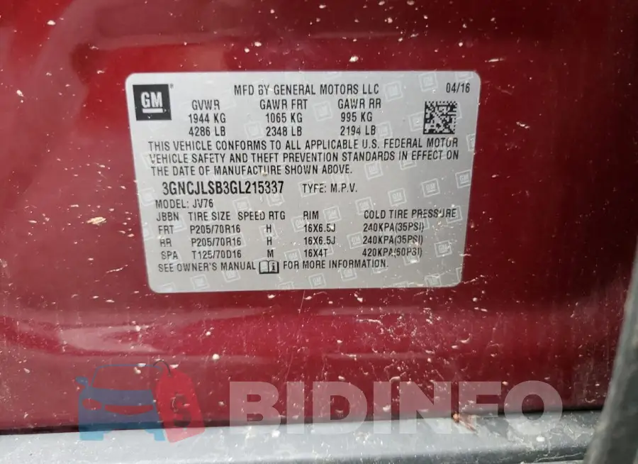 3GNCJLSB3GL215337 Photo# 12