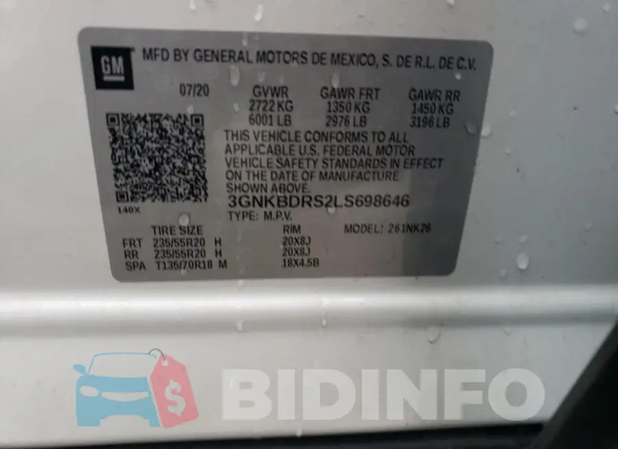 3GNKBDRS2LS698646 Photo# 12