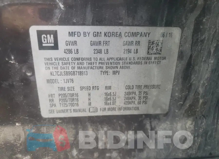 KL7CJLSB9GB718913 Photo# 12