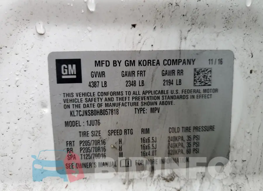 KL7CJNSB0HB057818 Photo# 13