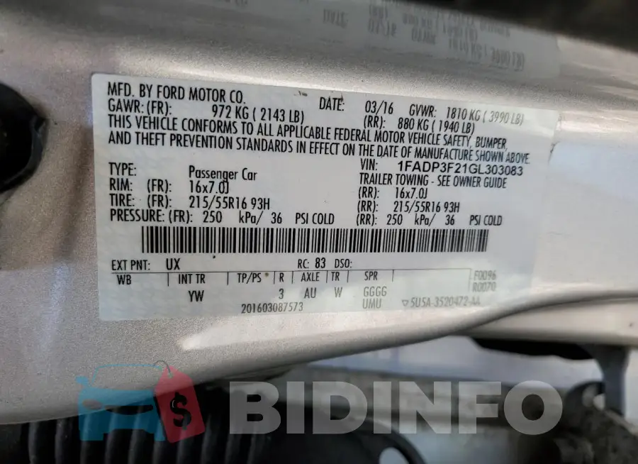 1FADP3F21GL303083 Photo# 12