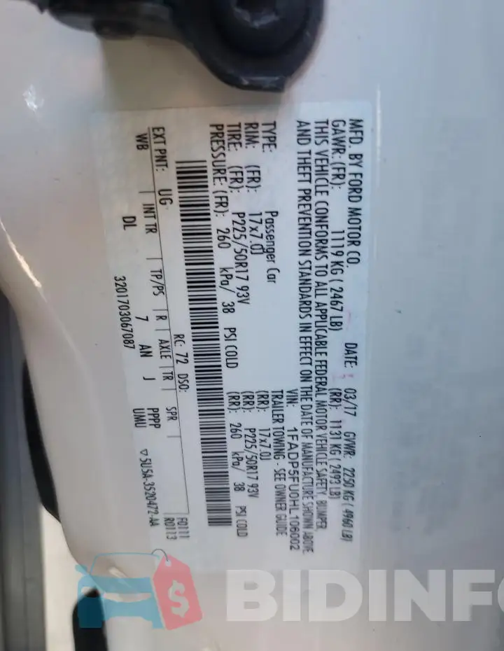 1FADP5FU0HL106002 Photo# 13