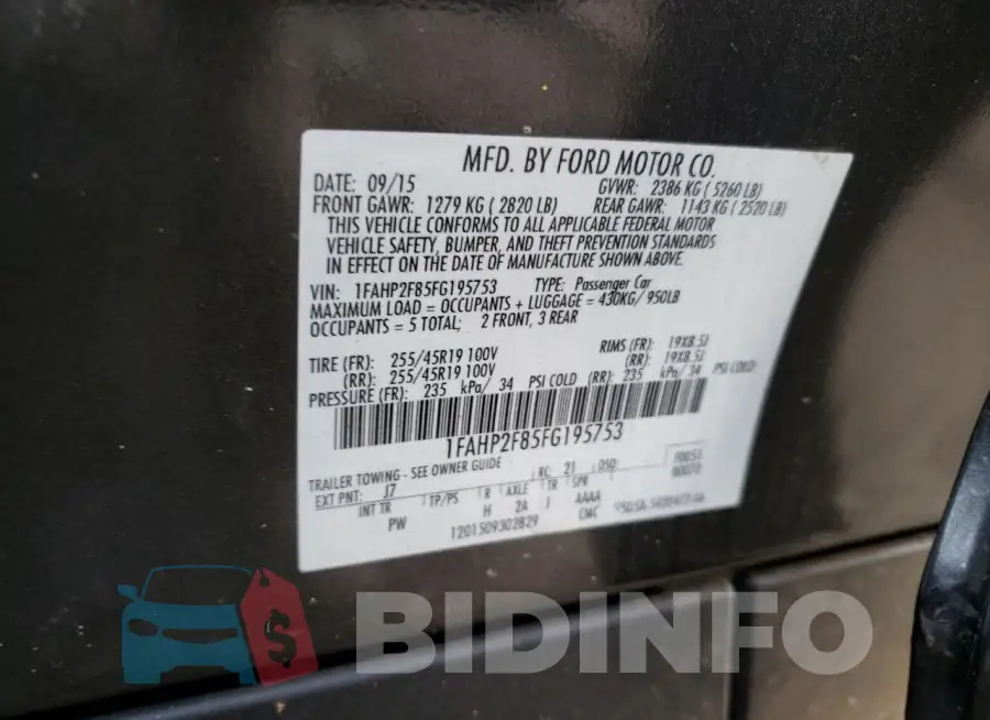1FAHP2F85FG195753 Photo# 12