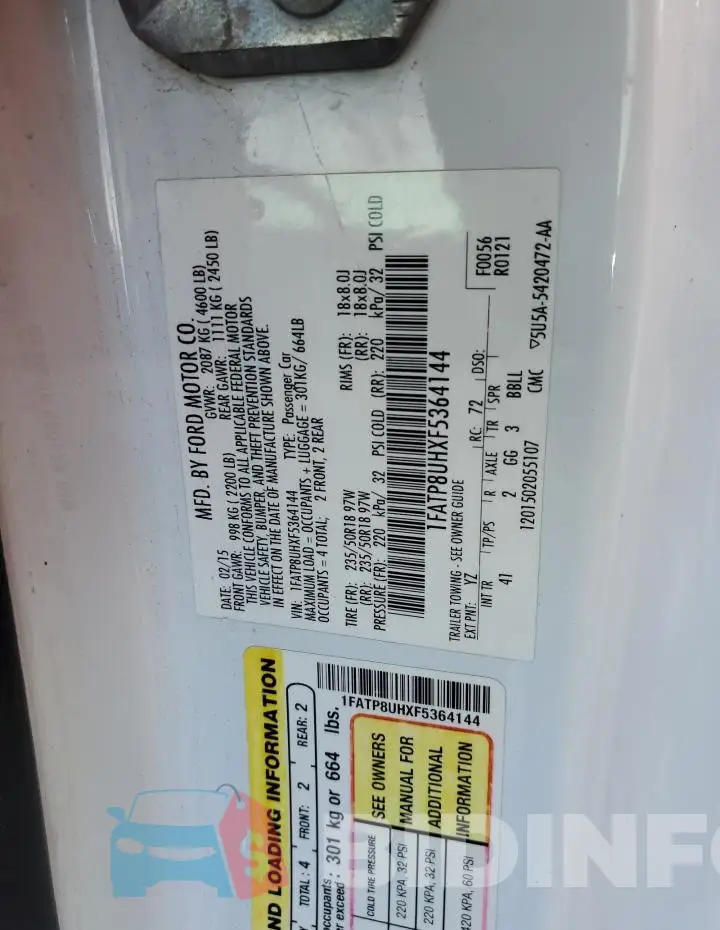 1FATP8UHXF5364144 Photo# 12