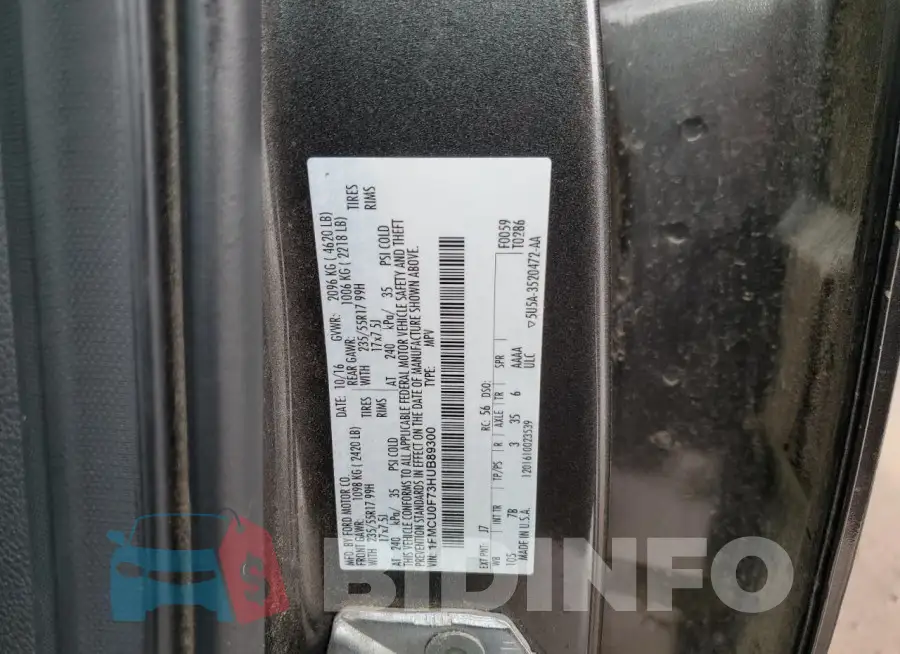 1FMCU0F73HUB89300 Photo# 12