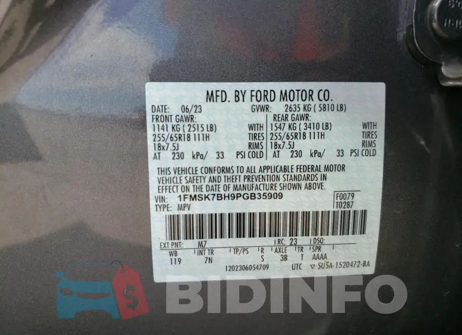 1FMSK7BH9PGB35909 Photo# 14