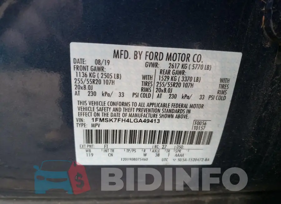 1FMSK7FH4LGA49413 Photo# 13
