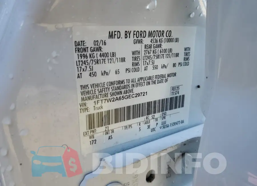 1FT7W2A65GEC29721 Photo# 10