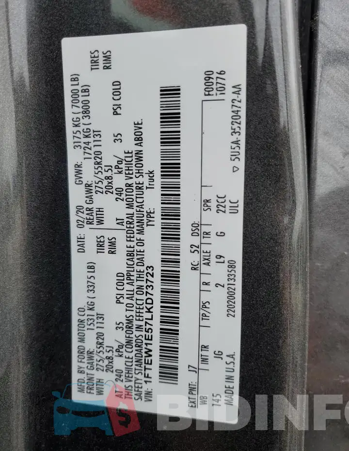 1FTEW1E57LKD73723 Photo# 12