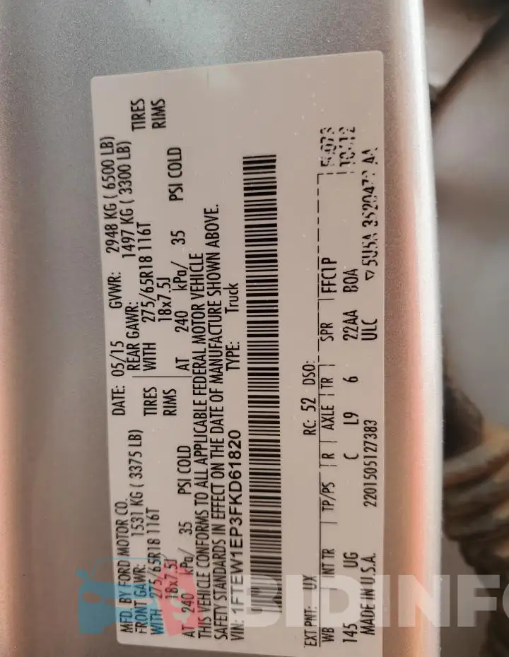 1FTEW1EP3FKD61820 Photo# 12
