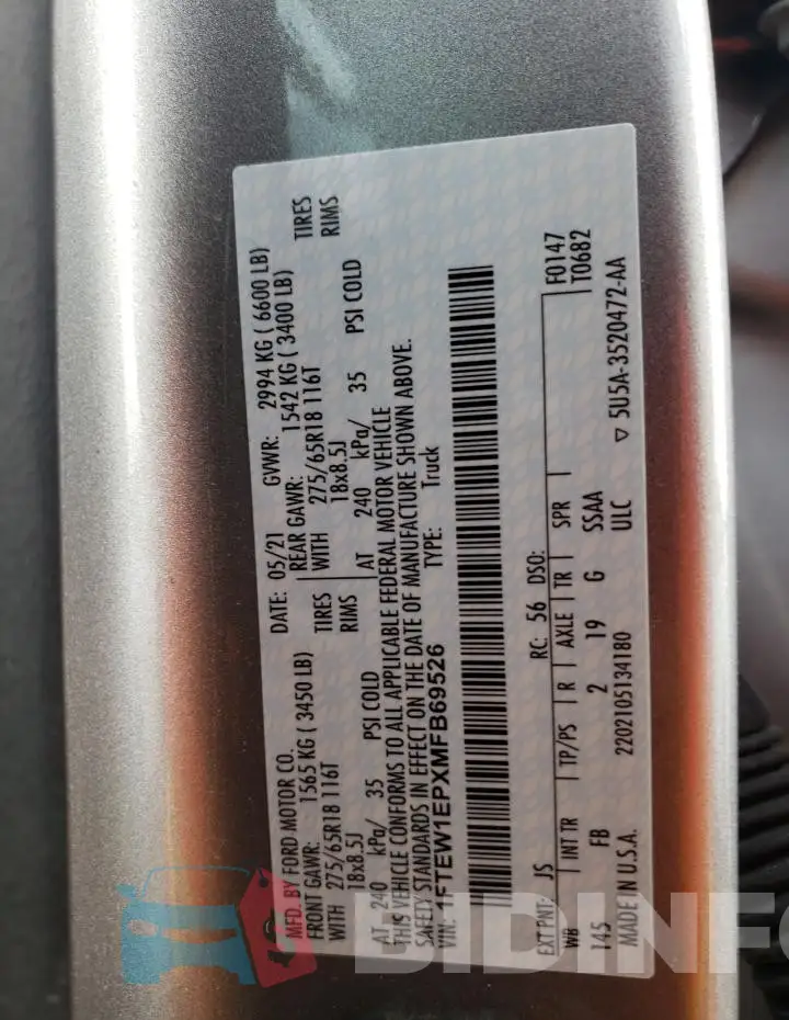 1FTEW1EPXMFB69526 Photo# 12