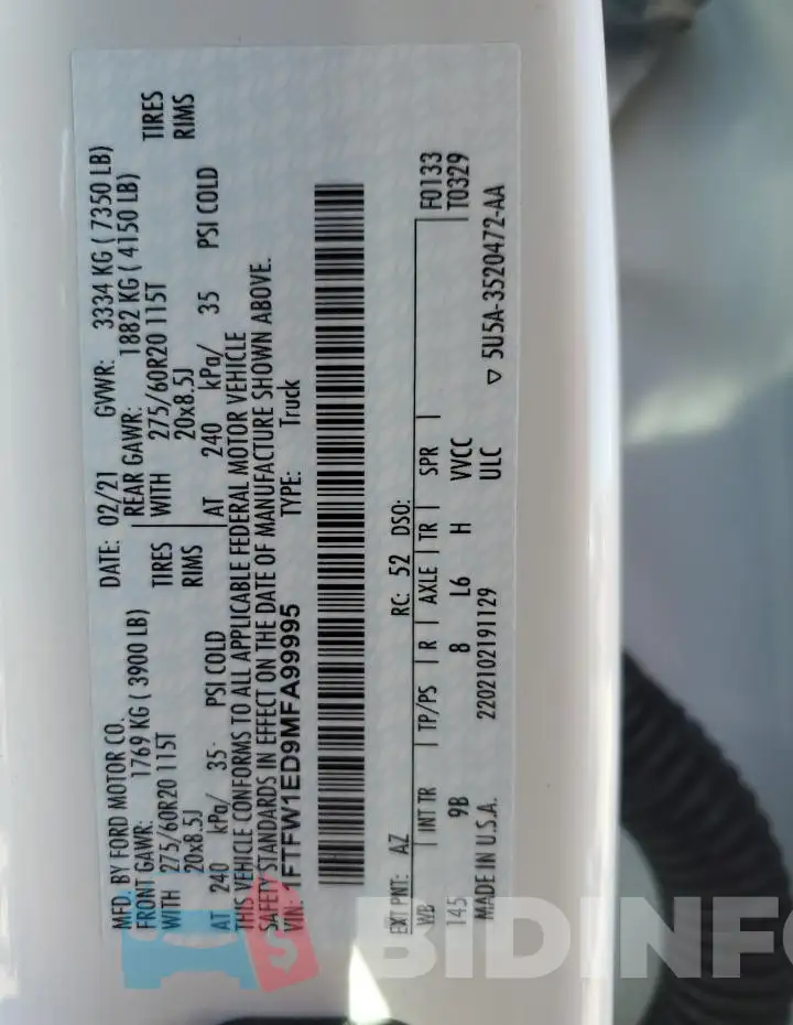 1FTFW1ED9MFA99995 Photo# 12