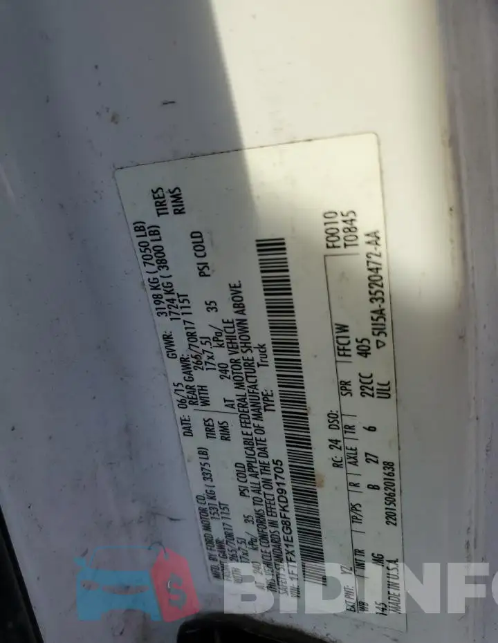 1FTFX1EG8FKD91705 Photo# 13