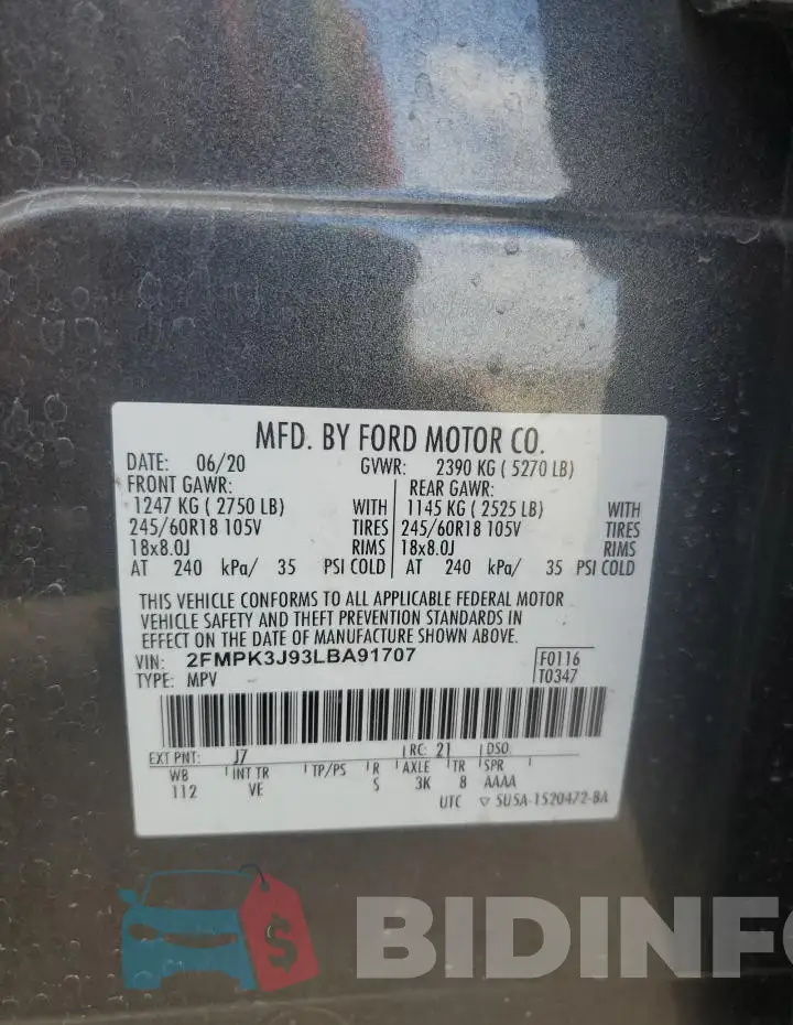 2FMPK3J93LBA91707 Photo# 13