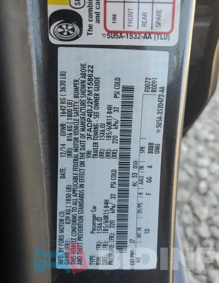 3FADP4BJ2FM158622 Photo# 12