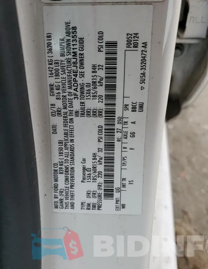 3FADP4EJ8JM113558 Photo# 12